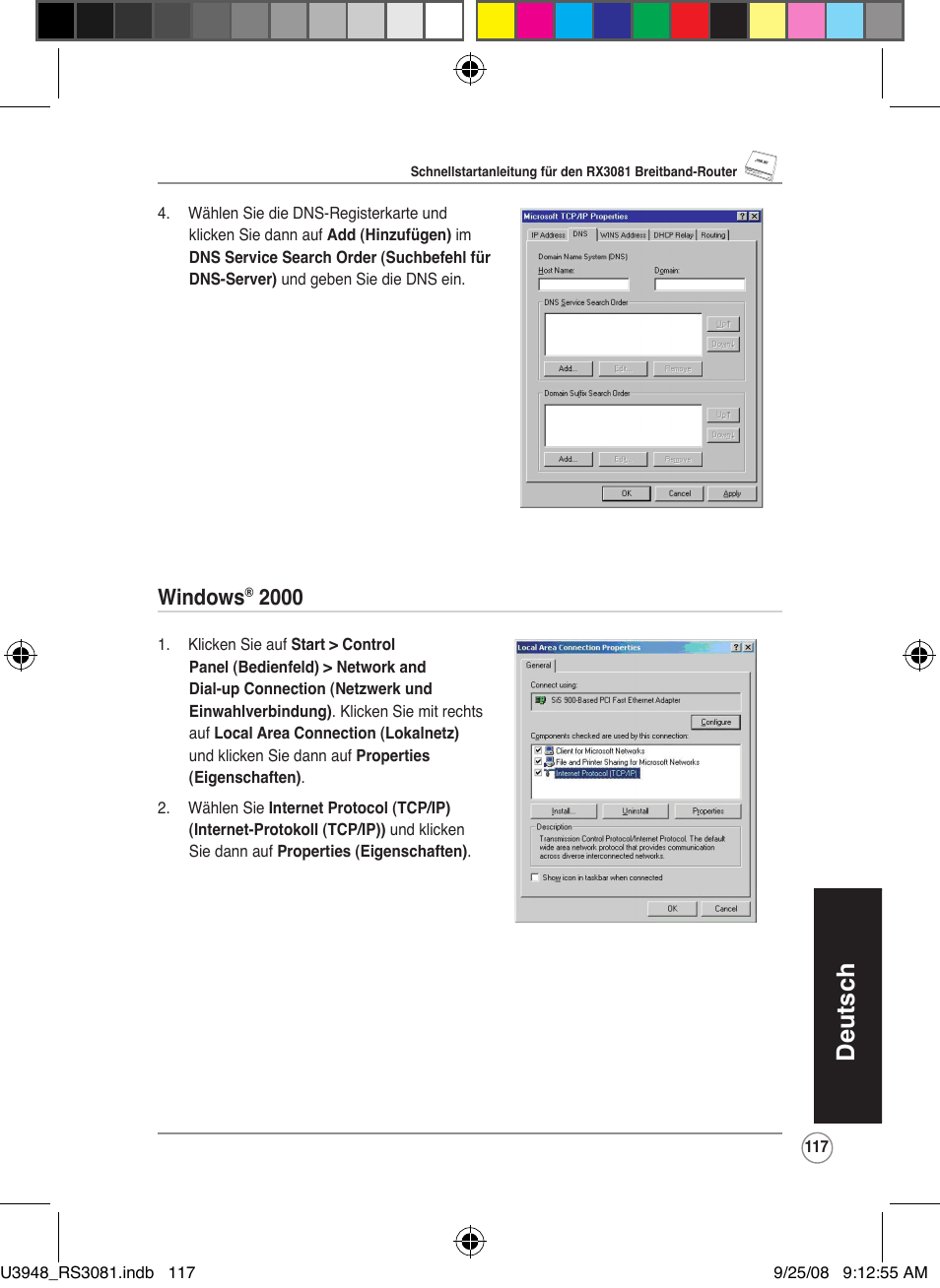 Deutsch, Windows | Asus RX3081 User Manual | Page 117 / 301