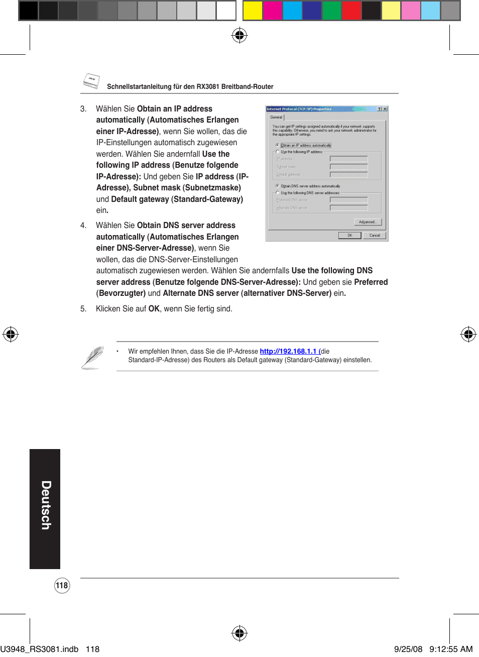 Deutsch | Asus RX3081 User Manual | Page 118 / 301