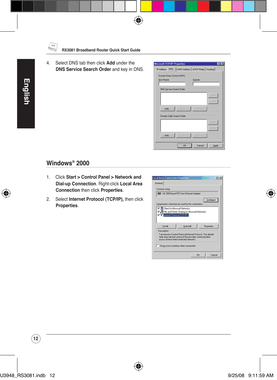 English, Windows | Asus RX3081 User Manual | Page 12 / 301