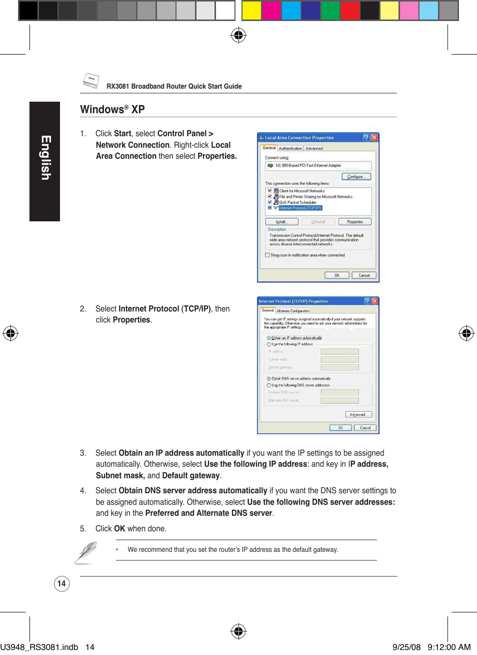 English, Windows | Asus RX3081 User Manual | Page 14 / 301