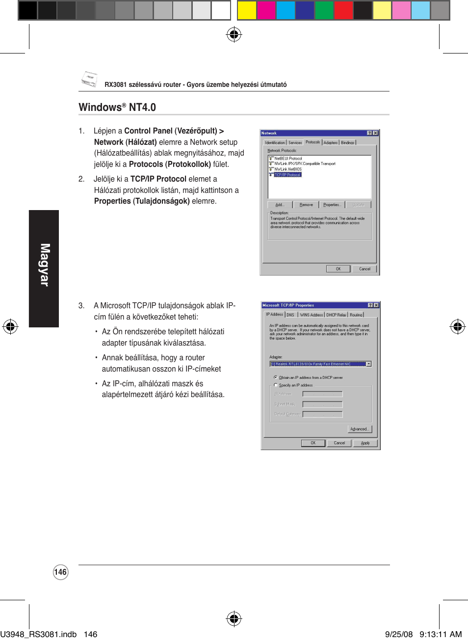 Magyar, Windows, Nt4.0 | Asus RX3081 User Manual | Page 146 / 301