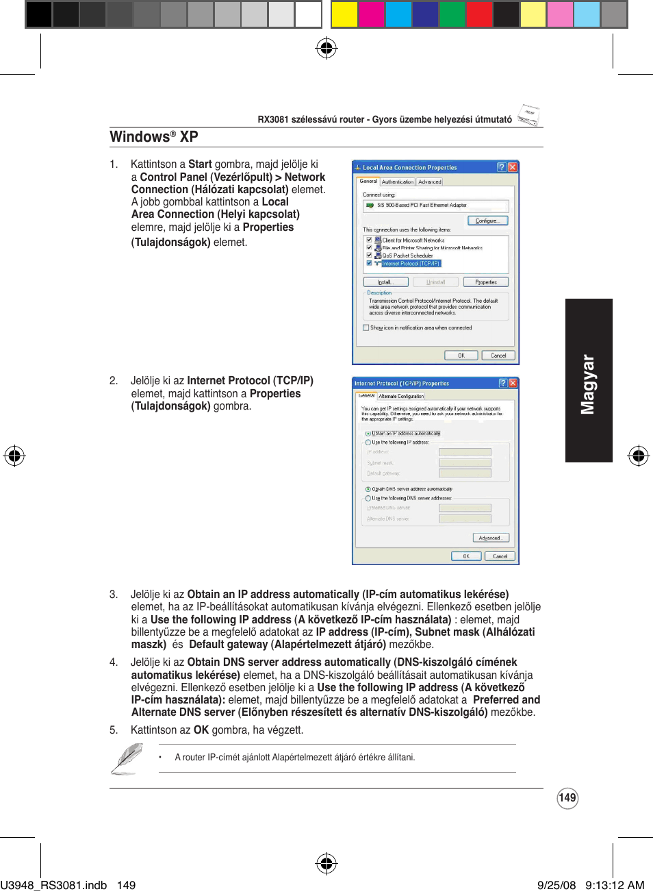 Magyar, Windows | Asus RX3081 User Manual | Page 149 / 301