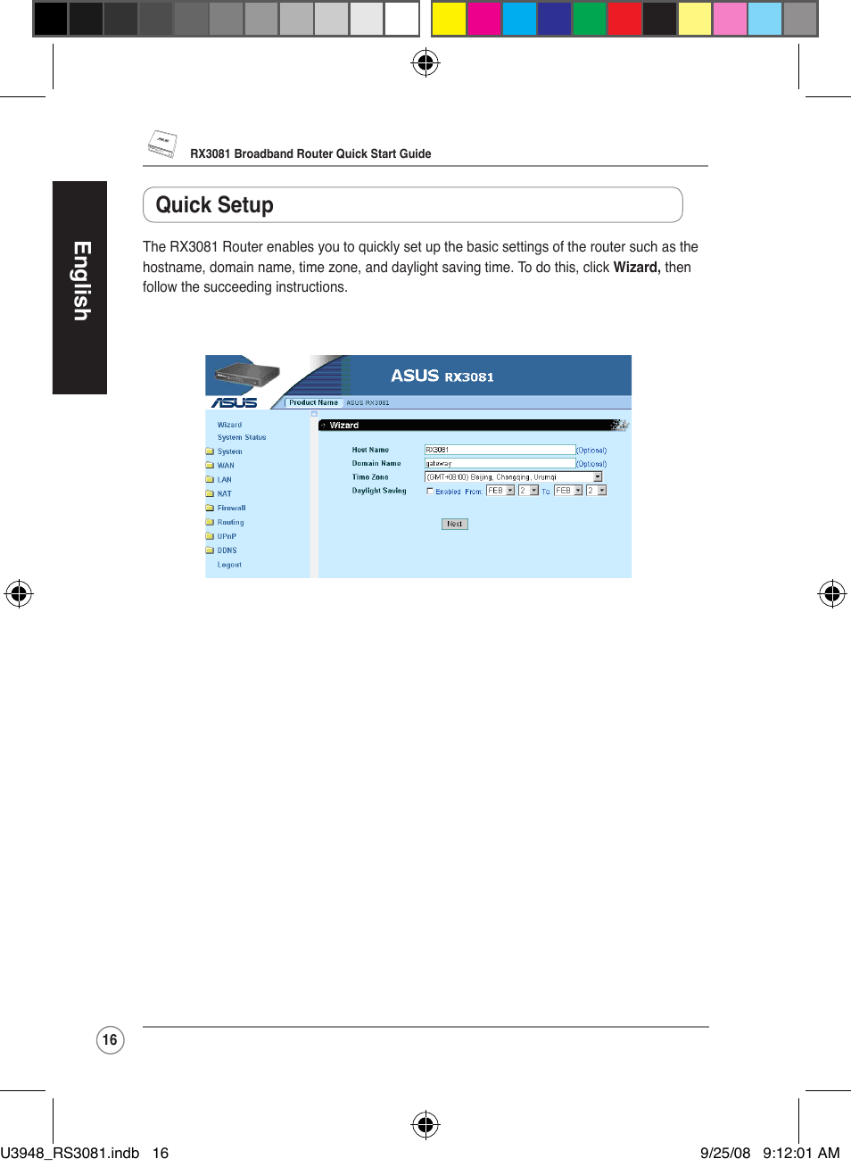 English quick setup | Asus RX3081 User Manual | Page 16 / 301