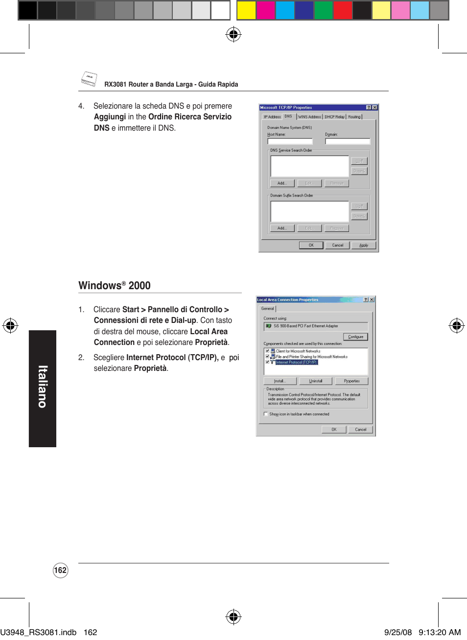 Italiano, Windows | Asus RX3081 User Manual | Page 162 / 301