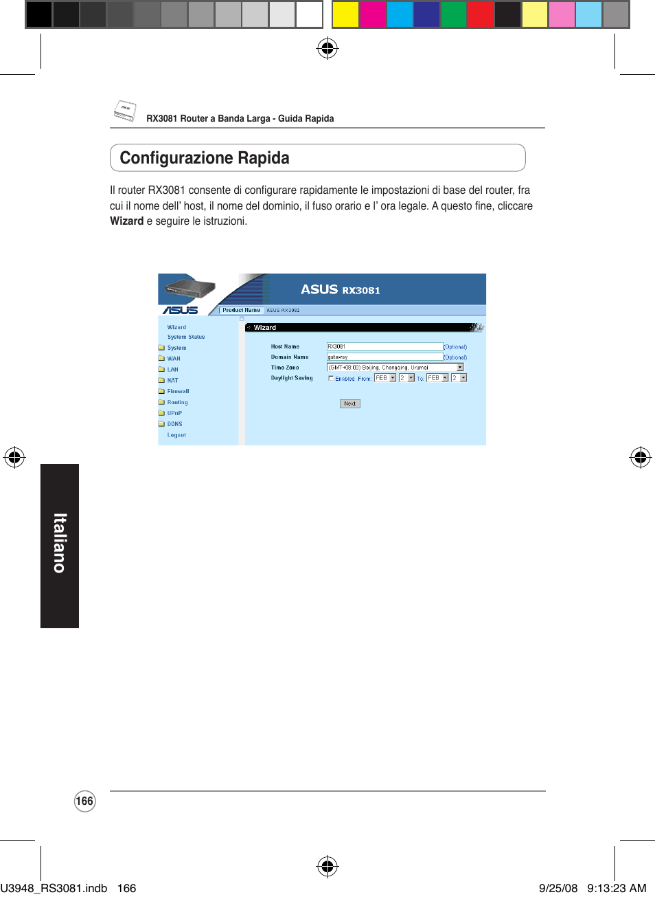 Italiano configurazione rapida | Asus RX3081 User Manual | Page 166 / 301