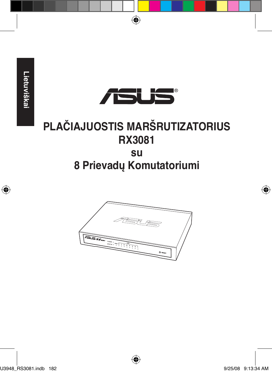 Plačiajuostis maršrutizatorius rx3081, Su 8 prievadų komutatoriumi | Asus RX3081 User Manual | Page 182 / 301