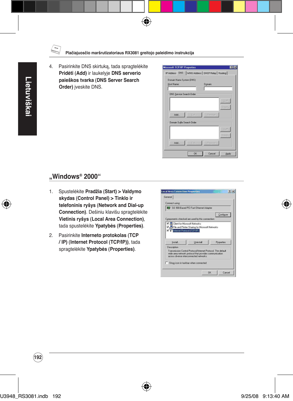 Lietuviškai, Windows | Asus RX3081 User Manual | Page 192 / 301