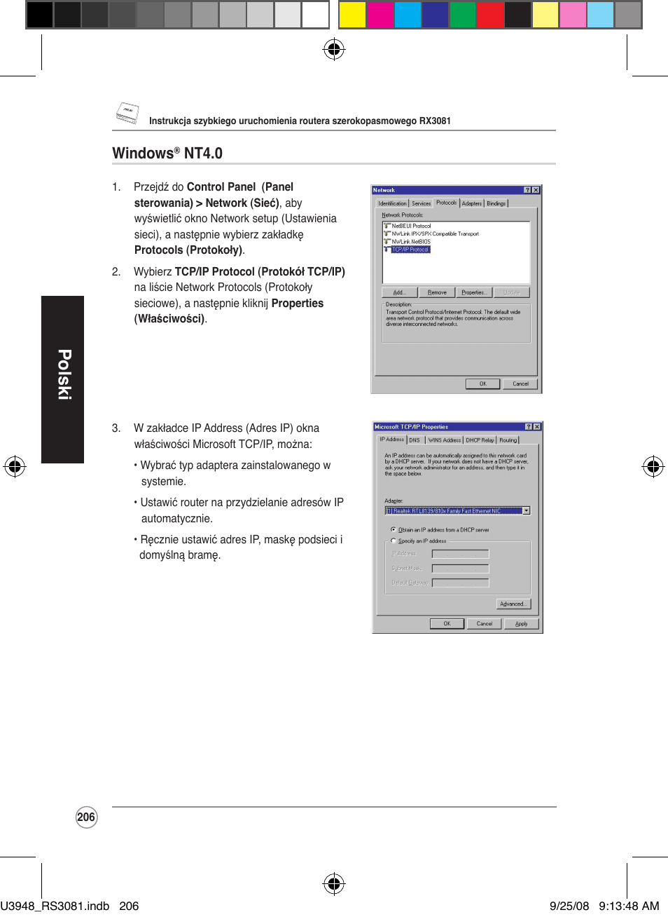 Polski, Windows, Nt4.0 | Asus RX3081 User Manual | Page 206 / 301