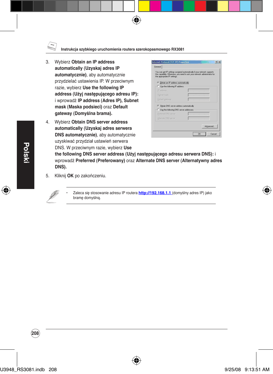 Polski | Asus RX3081 User Manual | Page 208 / 301