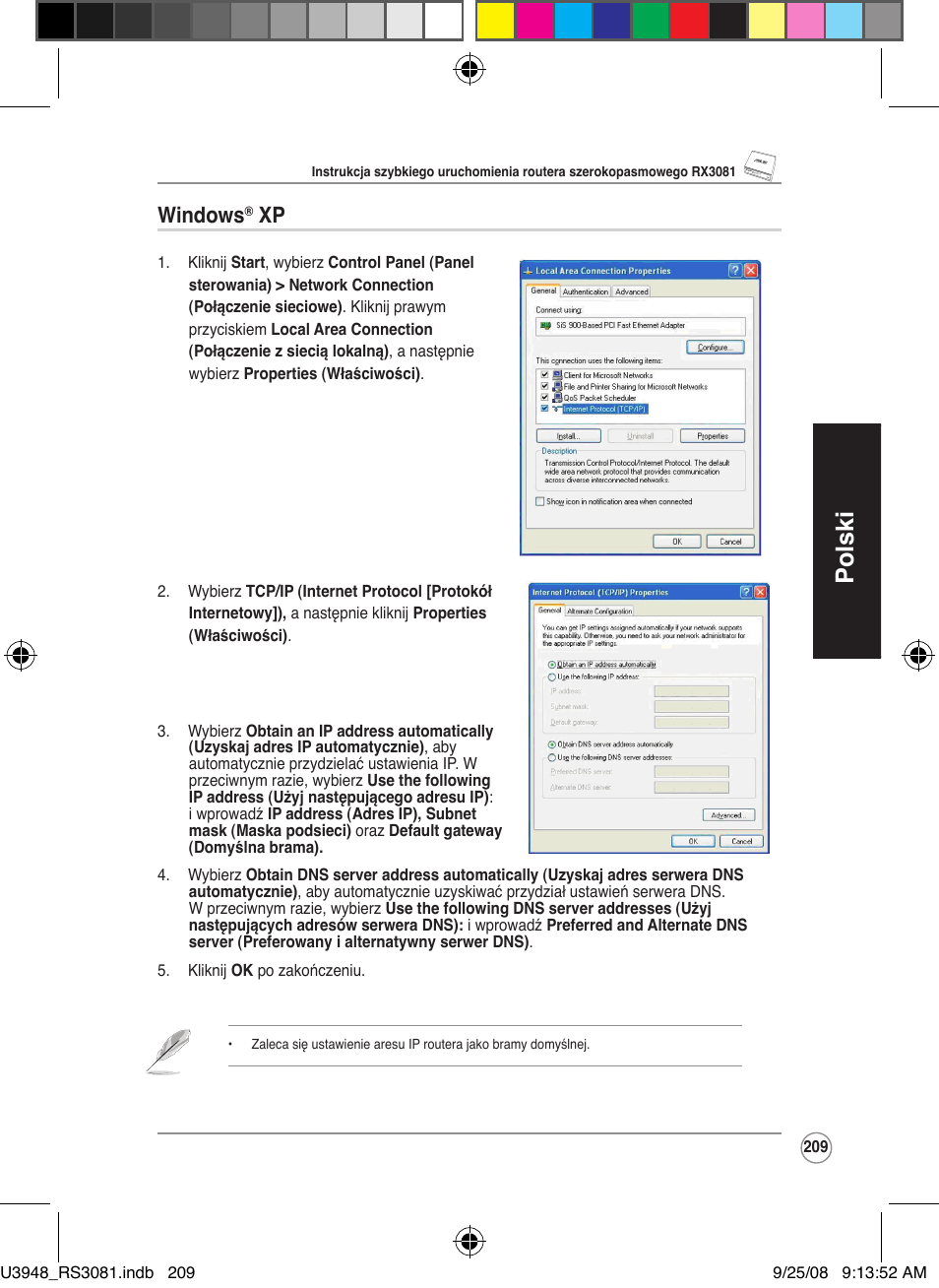 Polski, Windows | Asus RX3081 User Manual | Page 209 / 301