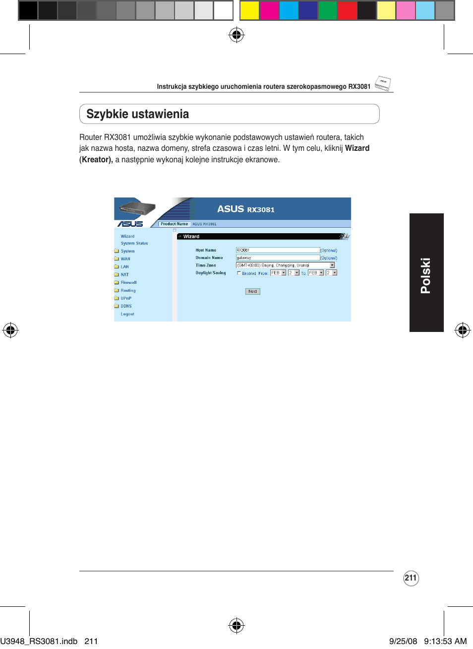 Polski szybkie ustawienia | Asus RX3081 User Manual | Page 211 / 301