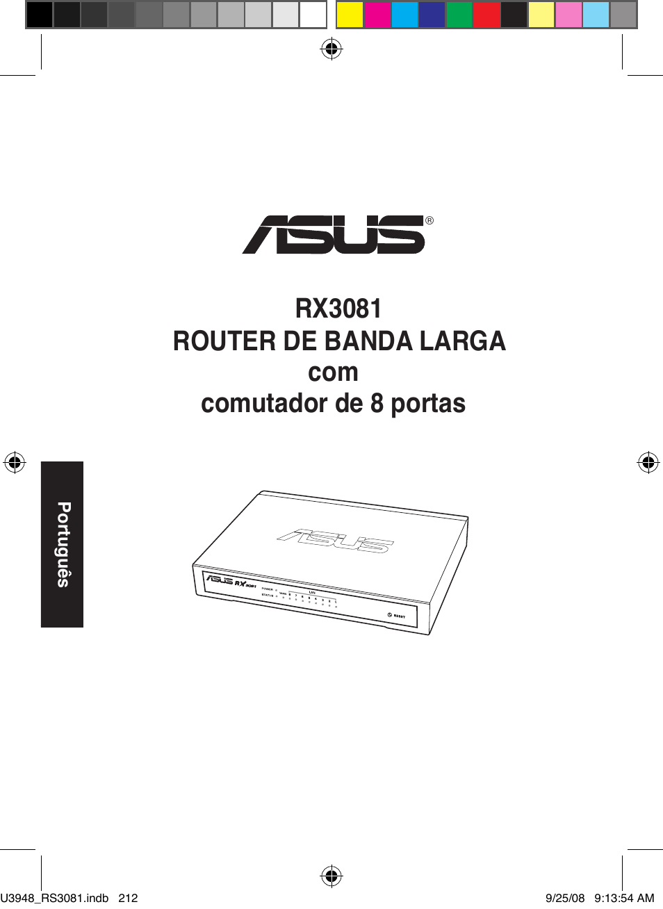 Rx3081 router de banda larga, Com comutador de 8 portas | Asus RX3081 User Manual | Page 212 / 301