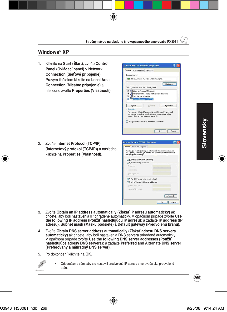 Slovensky, Windows | Asus RX3081 User Manual | Page 269 / 301