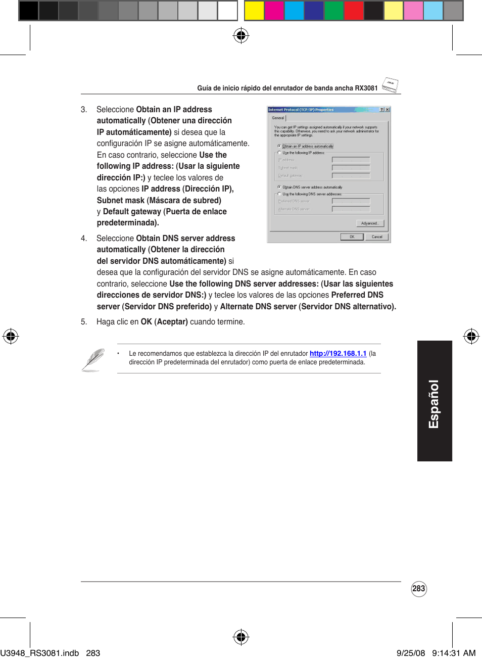 Español | Asus RX3081 User Manual | Page 283 / 301