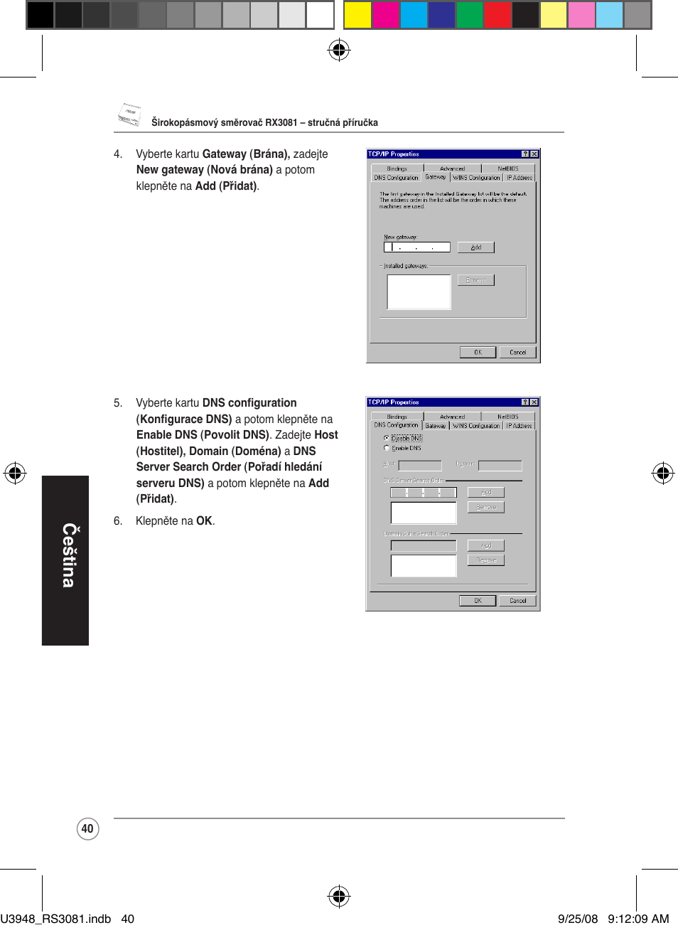 Čeština | Asus RX3081 User Manual | Page 40 / 301