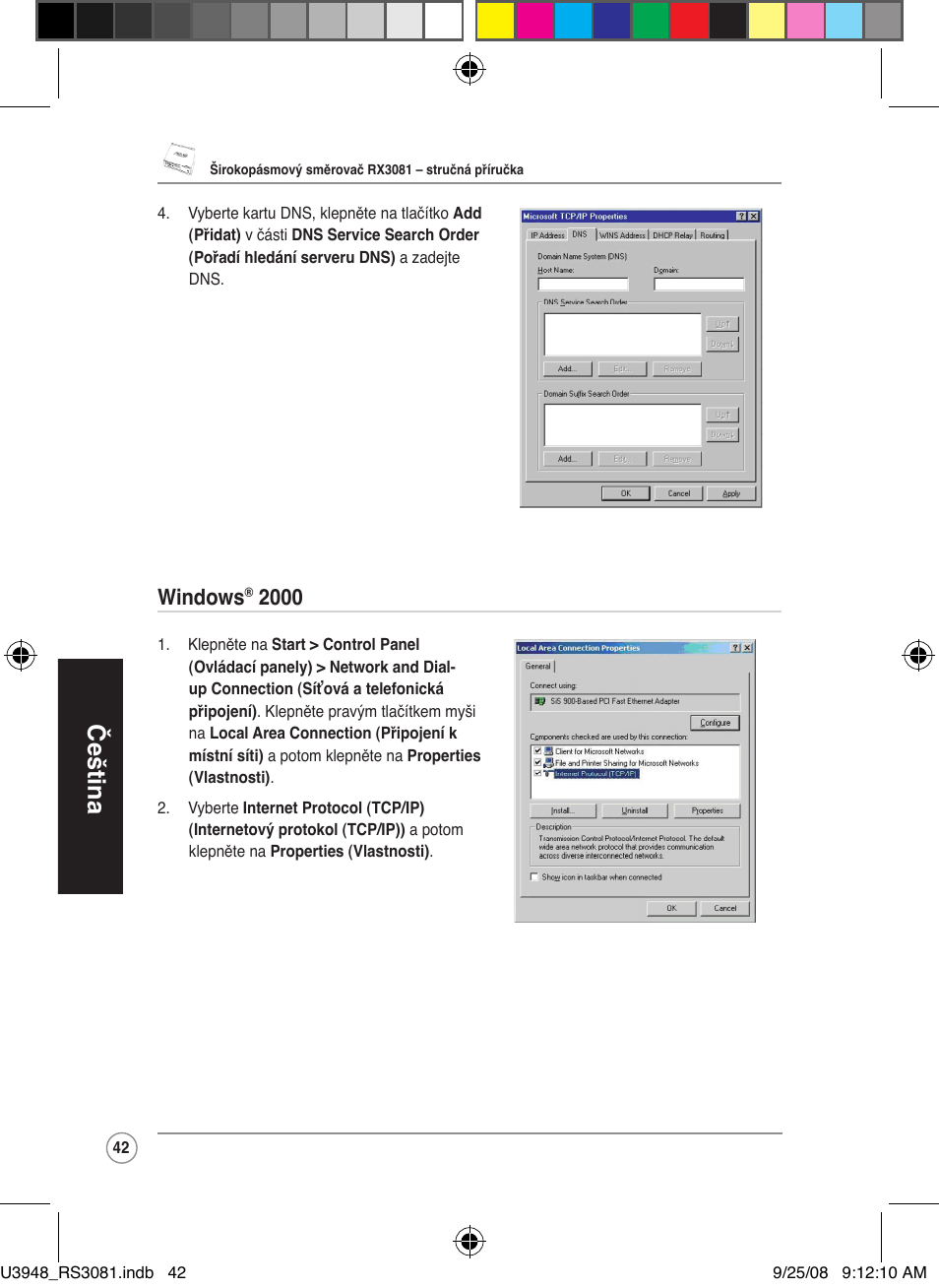 Čeština, Windows | Asus RX3081 User Manual | Page 42 / 301