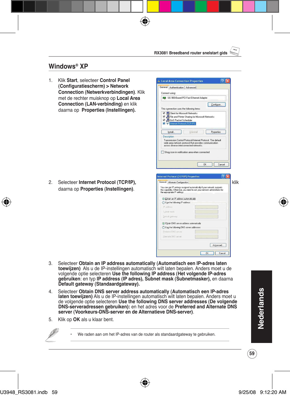 Nederlands, Windows | Asus RX3081 User Manual | Page 59 / 301