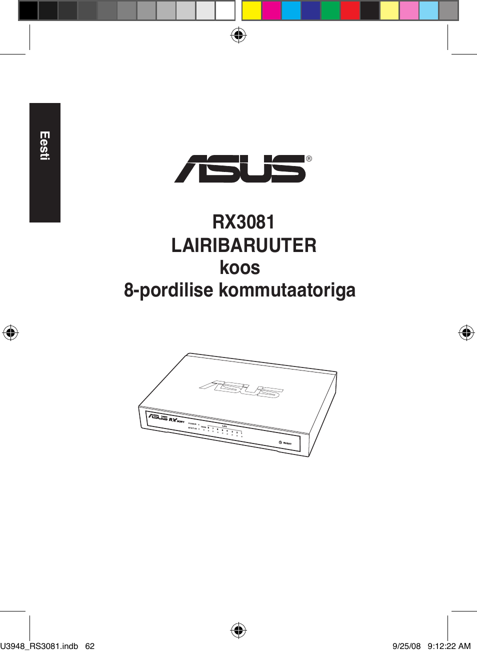 Rx3081 lairibaruuter, Koos 8-pordilise kommutaatoriga | Asus RX3081 User Manual | Page 62 / 301