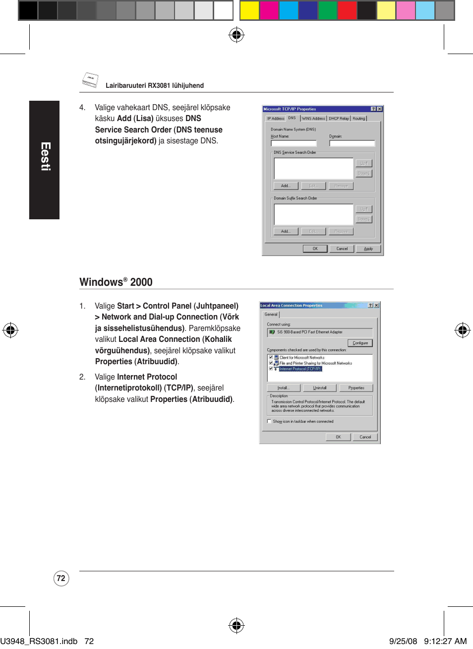 Eesti, Windows | Asus RX3081 User Manual | Page 72 / 301