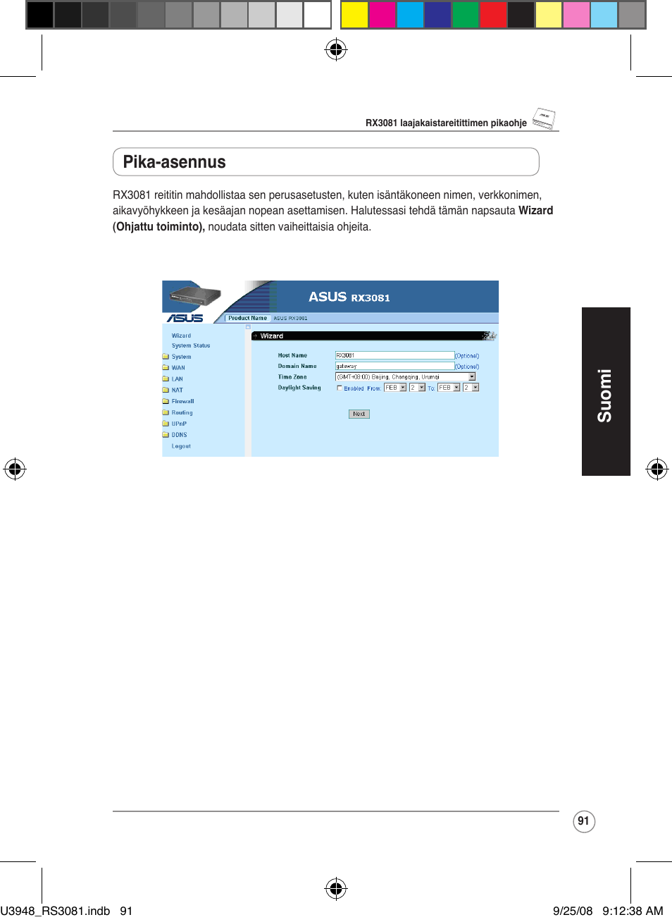 Suomi pika-asennus | Asus RX3081 User Manual | Page 91 / 301