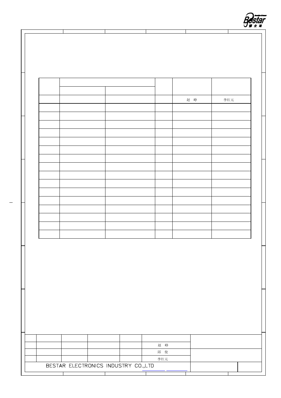 History change record, Piezo sounder, Change items | Version no, Approved drawn, Date | BeStar BSP1212-03H03-06 LF User Manual | Page 7 / 7