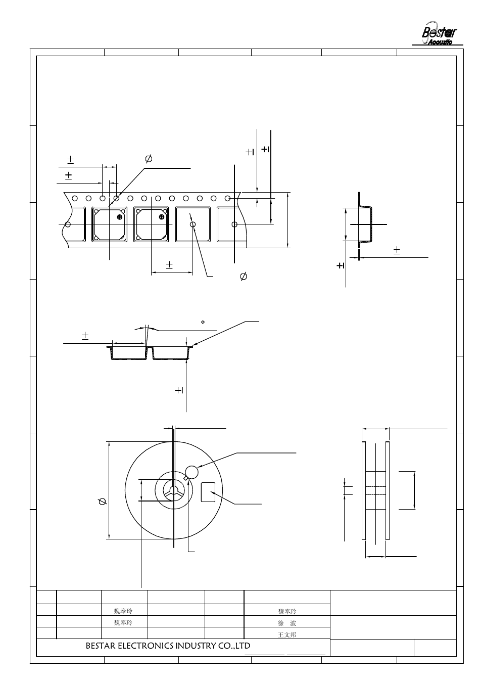 4max, Min. 1.5, 1 packing drawing | Lable, Bestar electronics industry co.,ltd, 0min. (access hole at slot location) | BeStar SMT8585-3.6H04-09 LF User Manual | Page 6 / 8