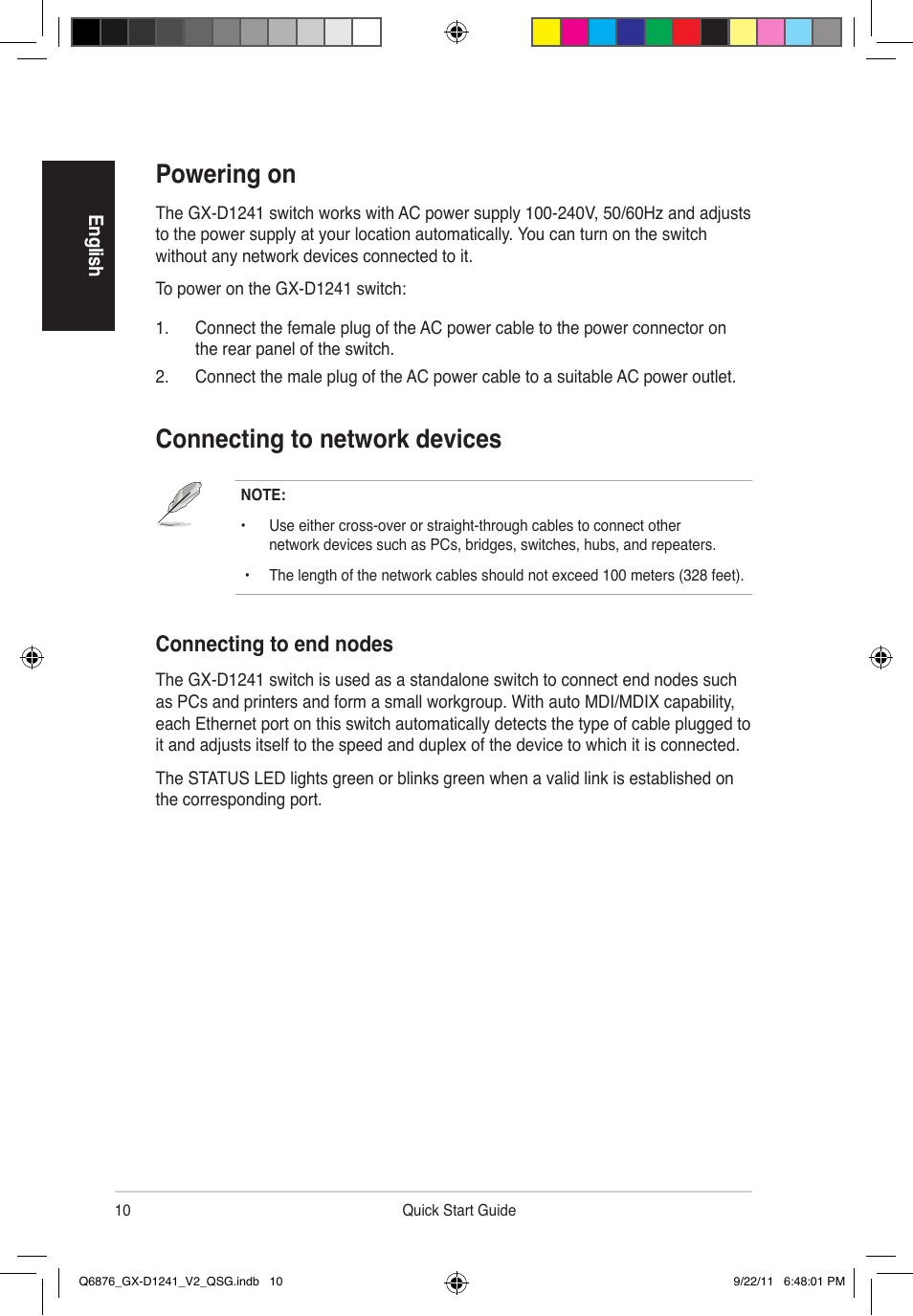 Connecting to network devices, Powering on, Connecting to end nodes | Asus GX-D1241 V2 User Manual | Page 11 / 48