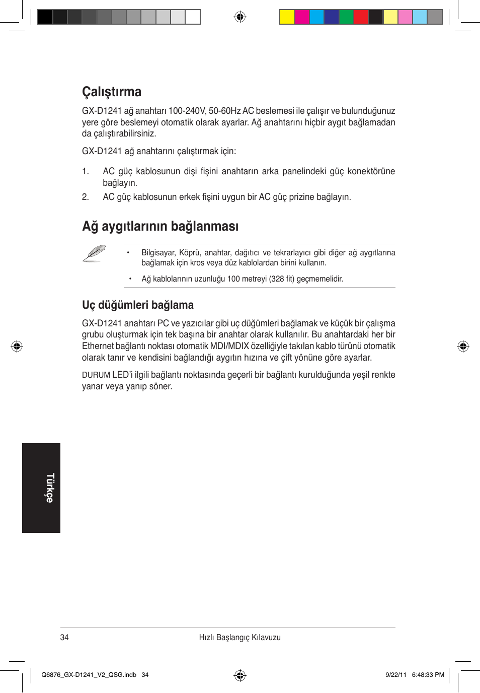 Çalıştırma, Ağ aygıtlarının bağlanması, Uç düğümleri bağlama | Asus GX-D1241 V2 User Manual | Page 35 / 48