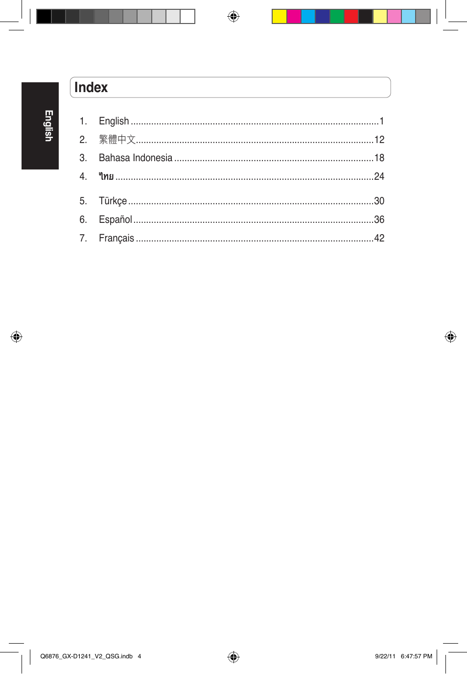 Index | Asus GX-D1241 V2 User Manual | Page 5 / 48