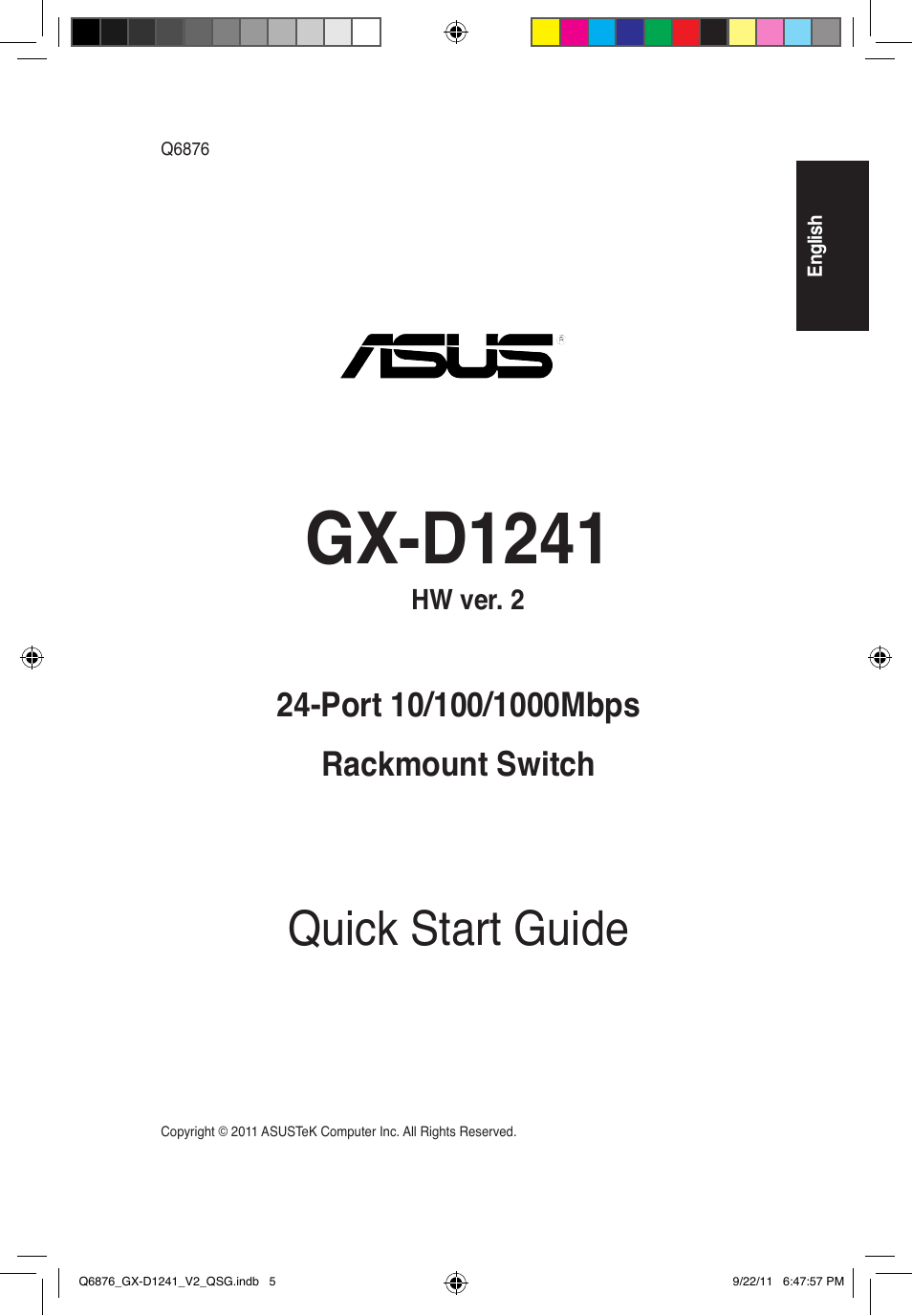 Gx-d1241, Quick start guide | Asus GX-D1241 V2 User Manual | Page 6 / 48