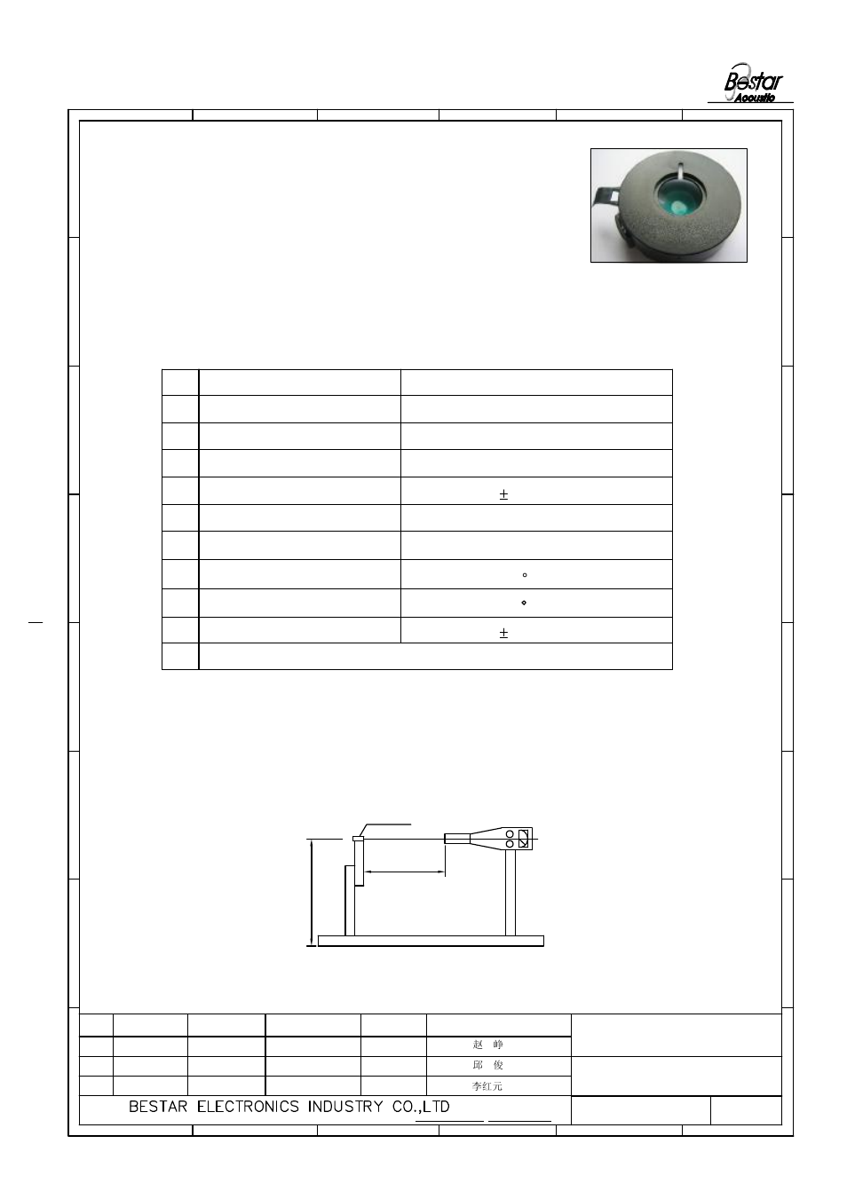 Description, 3 test method, 65 4 piezo element sounder | Standard test fixture | BeStar BPT4512H18.4-03 LF User Manual | Page 2 / 9