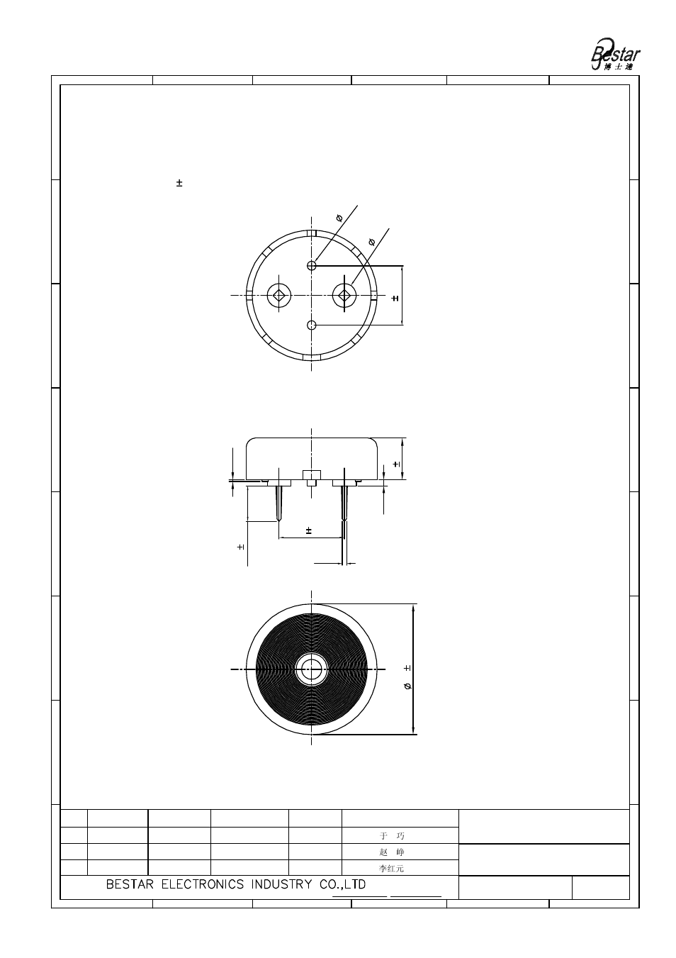Dimension, Olerance, 3 unit:mm | Piezo sounder | BeStar BPT2215H07 LF User Manual | Page 4 / 7