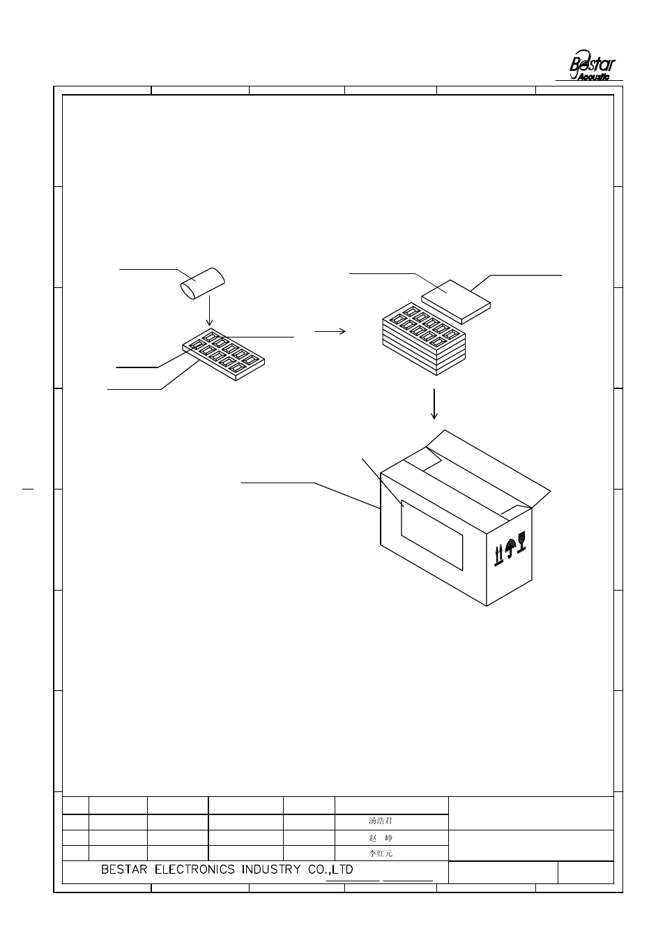 Packing, Foam tray, 2 packing quantity | Products, 1packing drawing, Foam cover, Piezo ceramic element, The sizes same with the tray | BeStar FT-35G-3.1B1W40 User Manual | Page 7 / 8