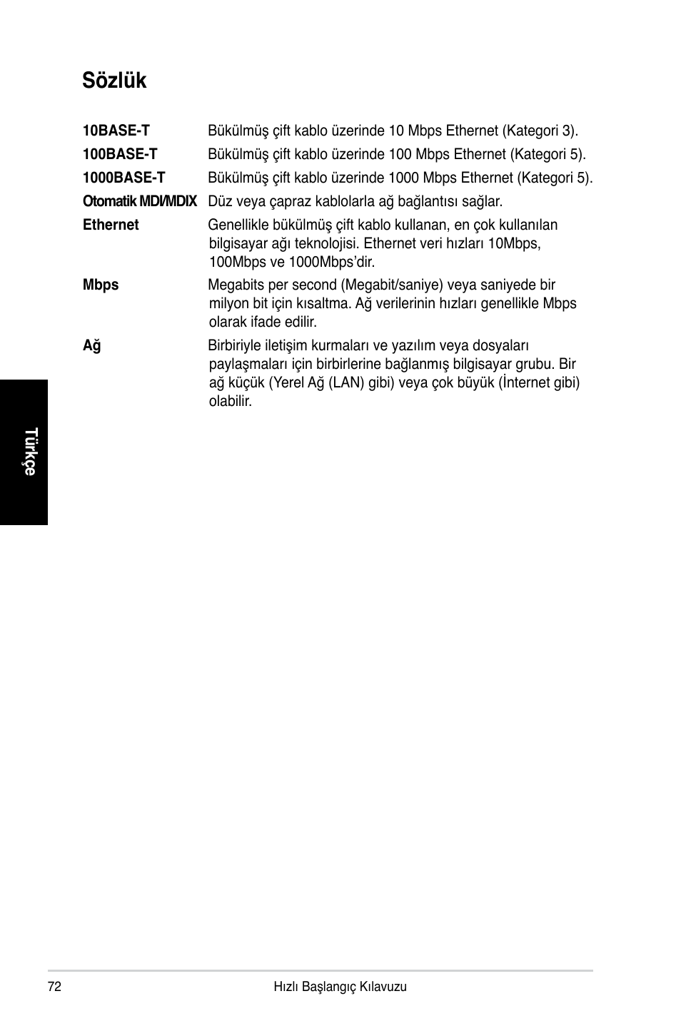 Sözlük | Asus GX1026 User Manual | Page 73 / 73