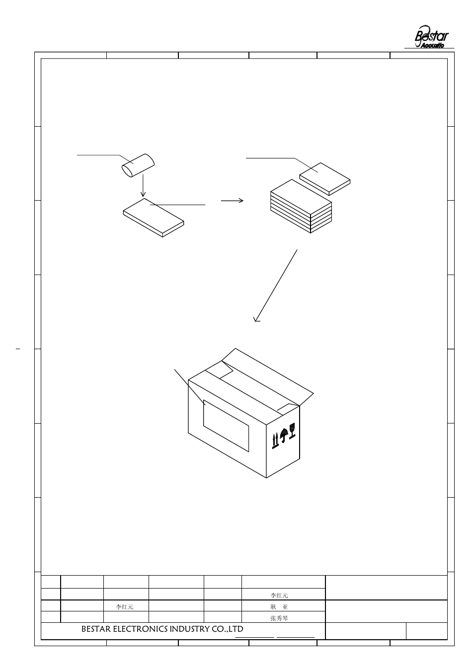 Packing, Foam cover, Products 100pcs | Foam tray, Bestar electronics industry co.,ltd, Piezo ceramic element | BeStar FT-27T-3.4A1-015 User Manual | Page 7 / 8
