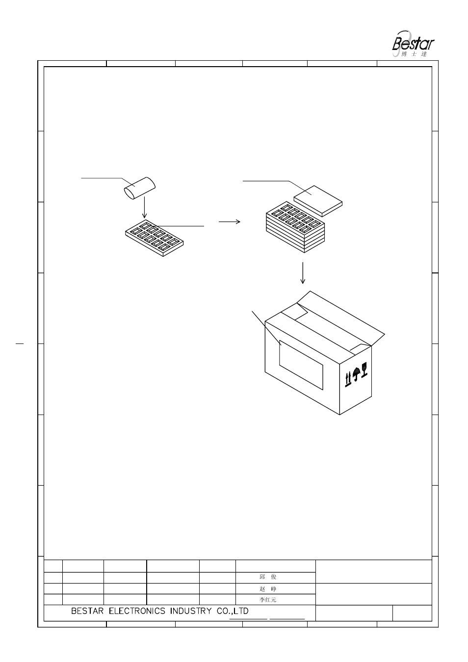 Packing, 100pcs, 2 packing quantity | Foam tray, Products, 1packing drawing foam cover, Piezo ceramic element | BeStar FT-27T-4.0B1 User Manual | Page 6 / 7