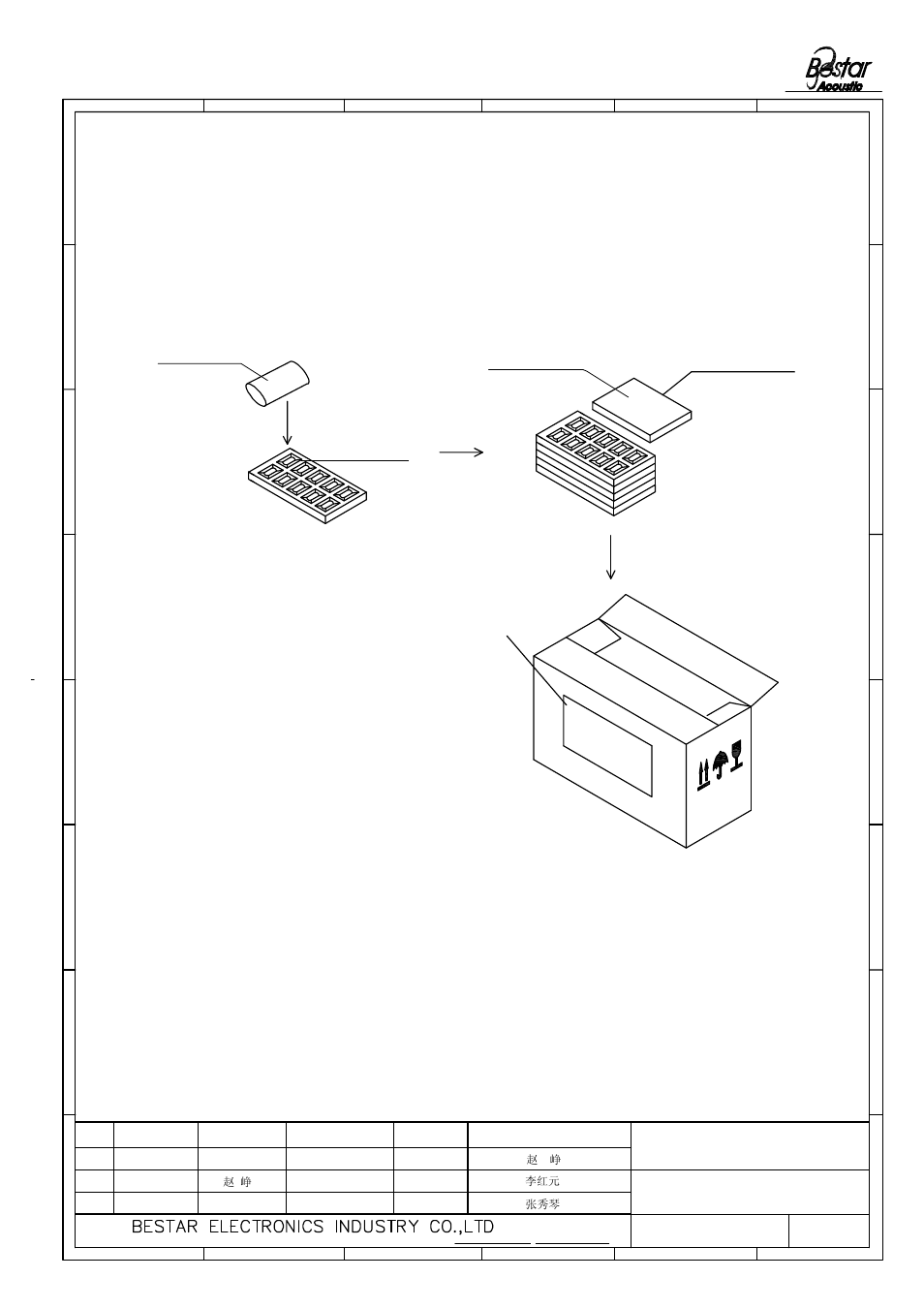 Packing, Piezo ceramic element, Foam tray | 2 packing quantity, Foam cover, 65 the sizes same with the tray | BeStar FT-20T-4.3A1 User Manual | Page 7 / 8