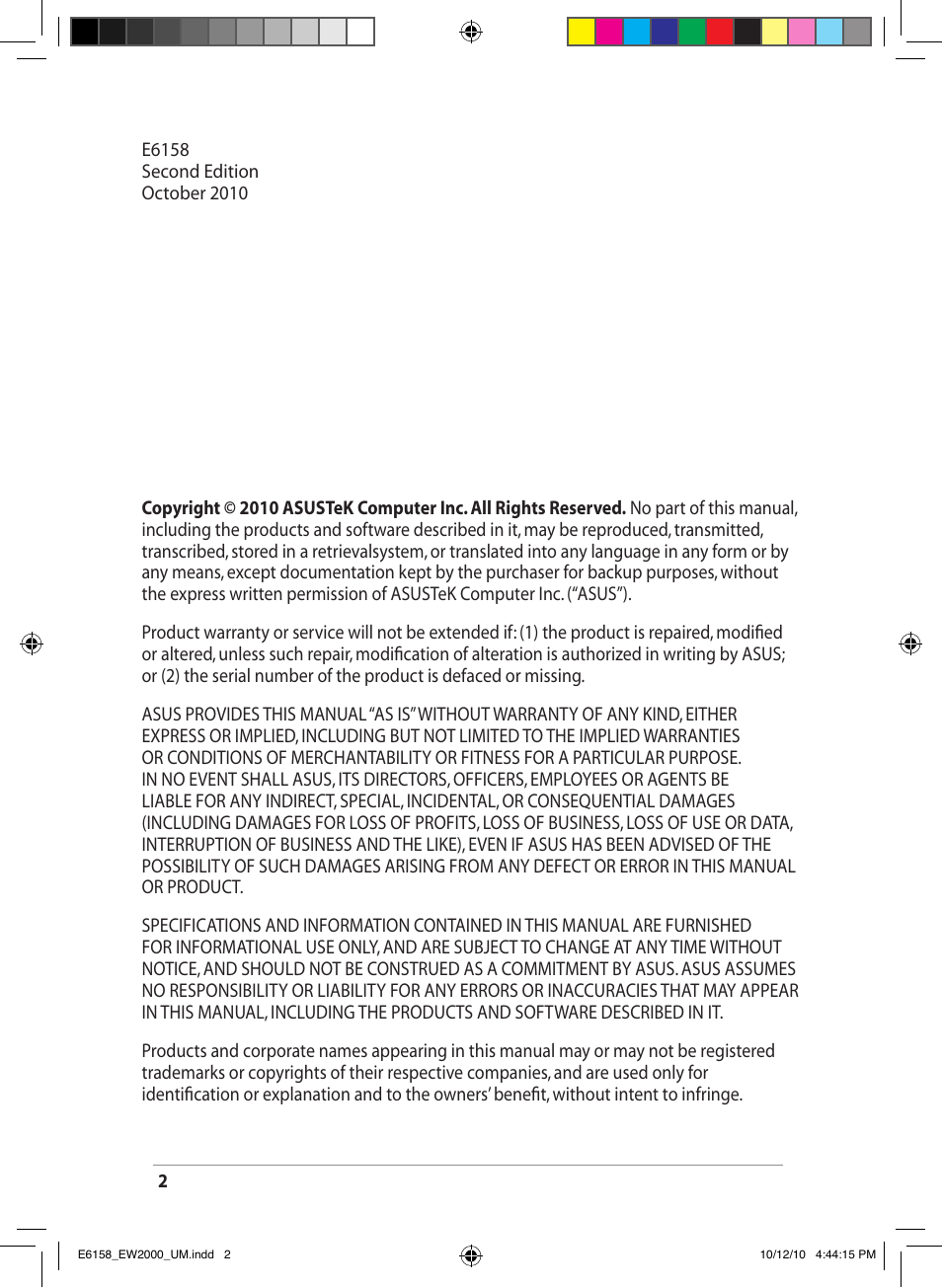 Asus EW2000 User Manual | Page 2 / 24