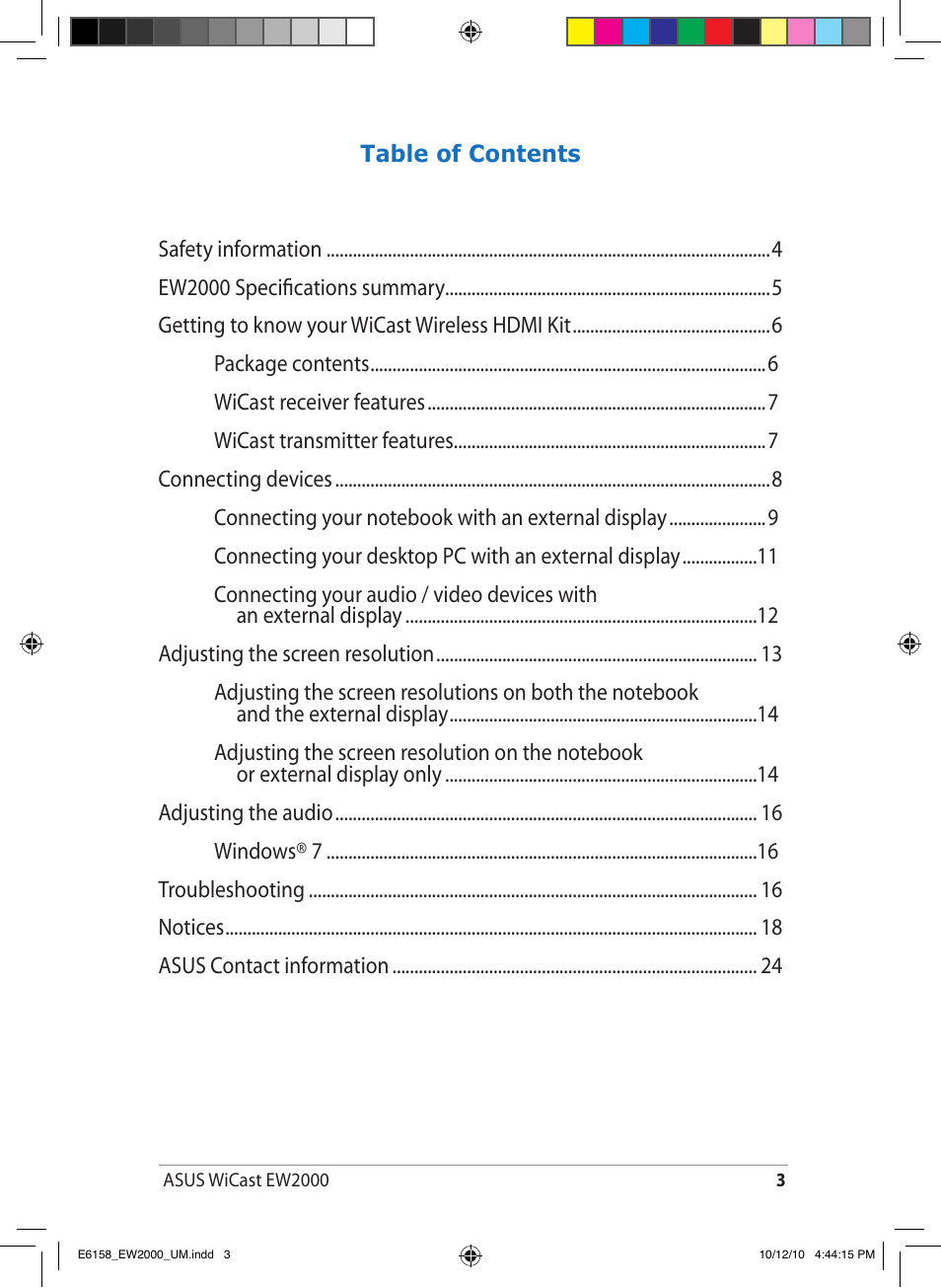 Asus EW2000 User Manual | Page 3 / 24