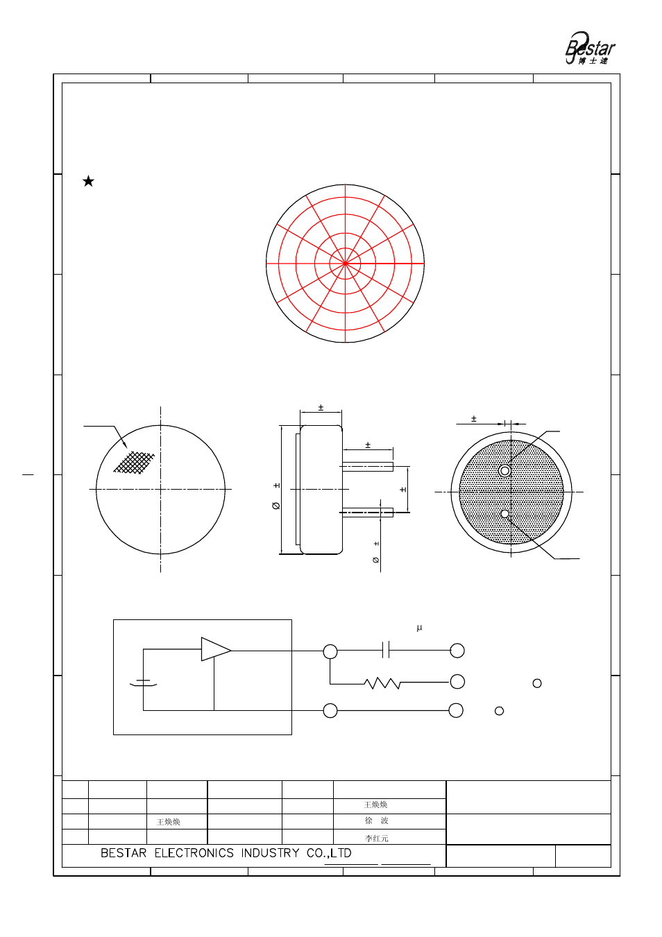 Microphone, Drawing filter, Angular response | Measurement circuit | BeStar BCM6022OPB-42 User Manual | Page 3 / 6