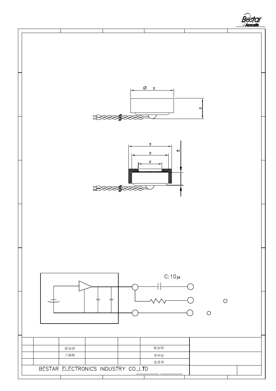 Microphone, Measurement circuit | BeStar BCM4015OLFC-42 User Manual | Page 4 / 7