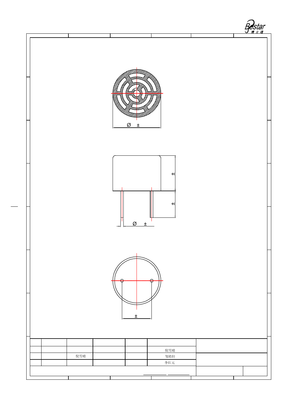 Drawing, Ø1.0±0.1, Bestar electronics industry co.,ltd | Ultrasonic sensor | BeStar BPU1640T_ROPBH12 User Manual | Page 3 / 9