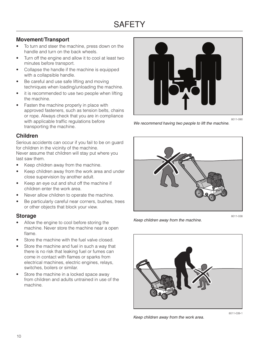 Movement/transport, Children, Storage | Safety | BlueBird 966067901_S22B5DA User Manual | Page 10 / 32