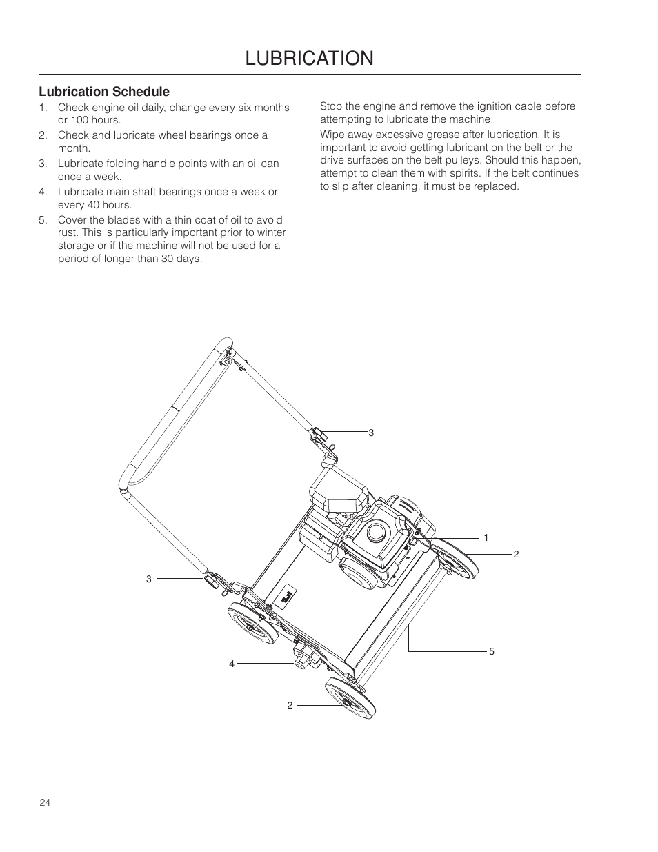 Lubrication, Lubrication schedule | BlueBird 966067901_S22B5DA User Manual | Page 24 / 32