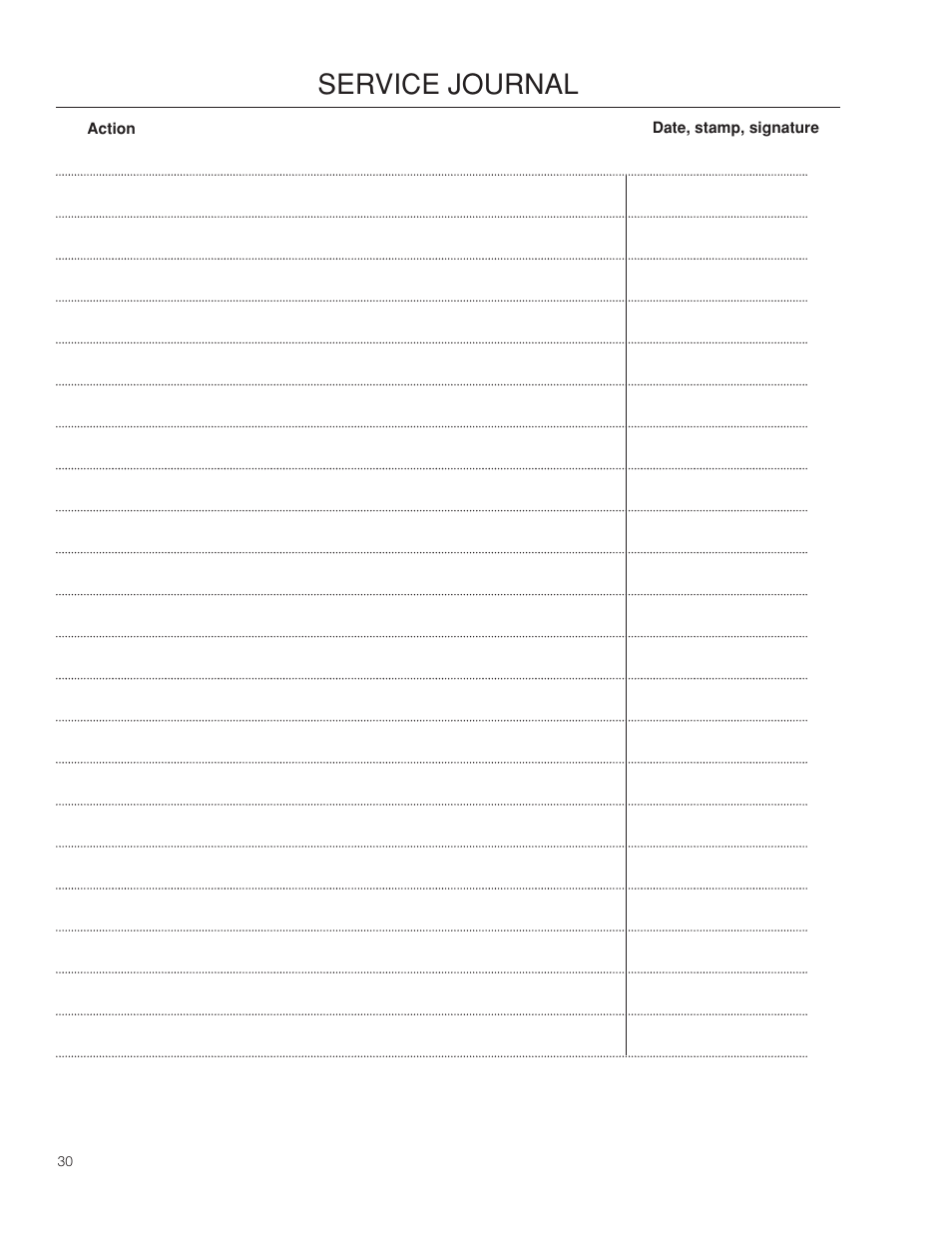 Service journal | BlueBird 966067901_S22B5DA User Manual | Page 30 / 32