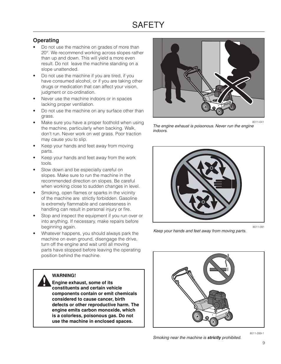 Operating, Safety | BlueBird 966067901_S22B5DA User Manual | Page 9 / 32