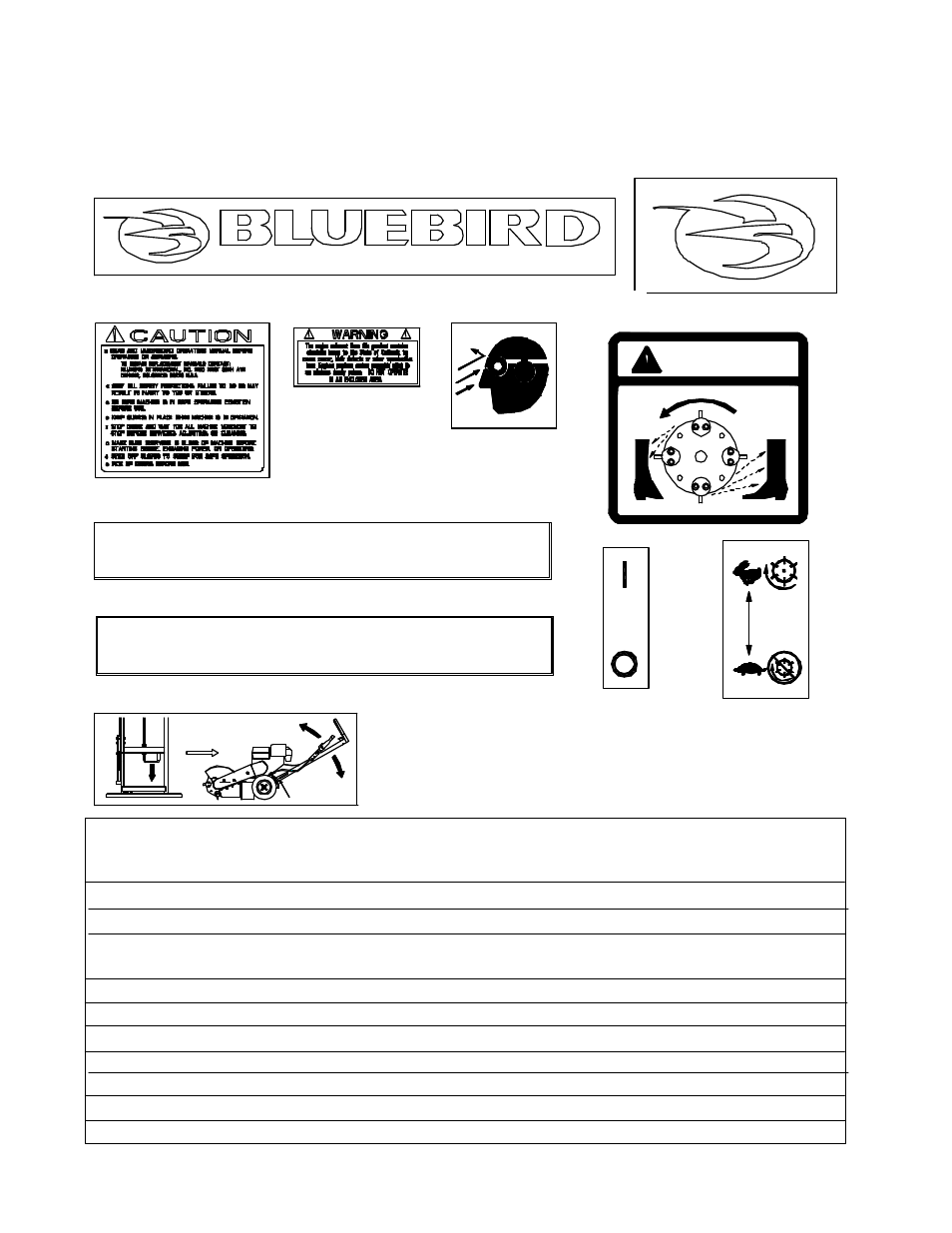 Safety and instruction decals, Sg1314 stump grinder, Sg1114 stump grinder | Danger | BlueBird SG1314 User Manual | Page 10 / 28