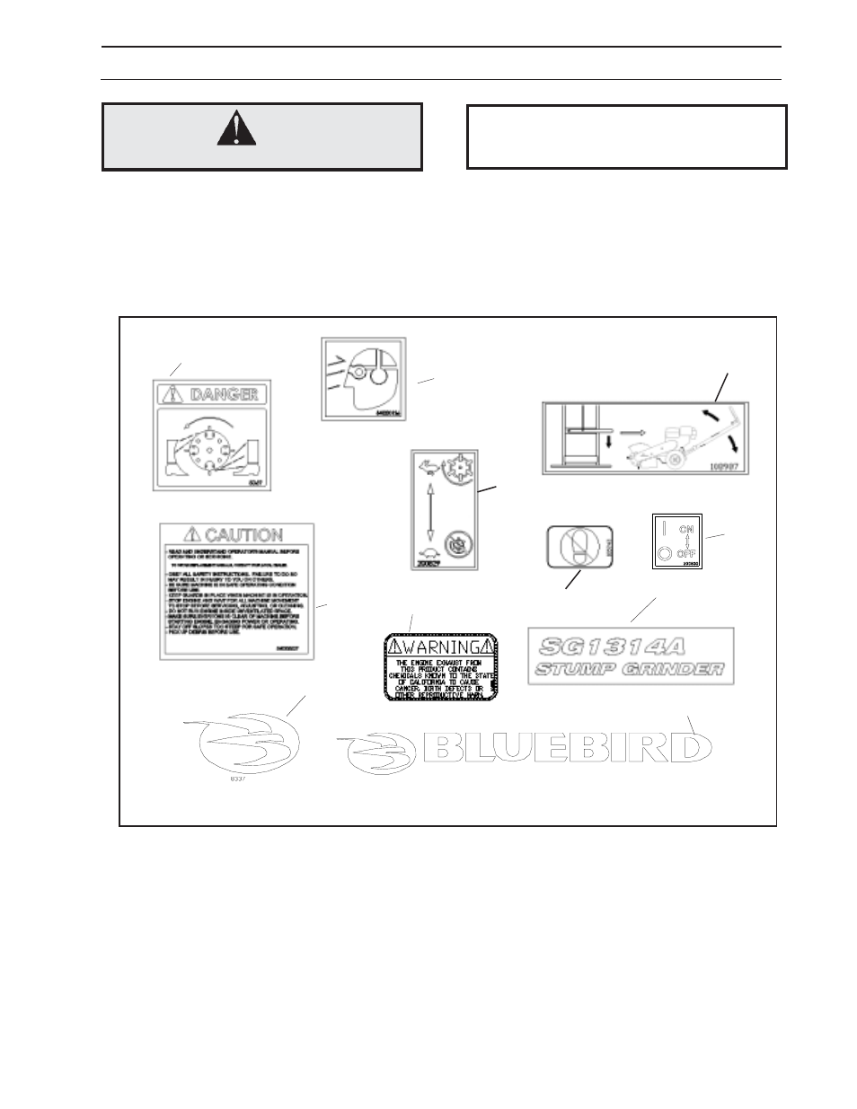 Symbols and decals | BlueBird SG1314A User Manual | Page 5 / 52