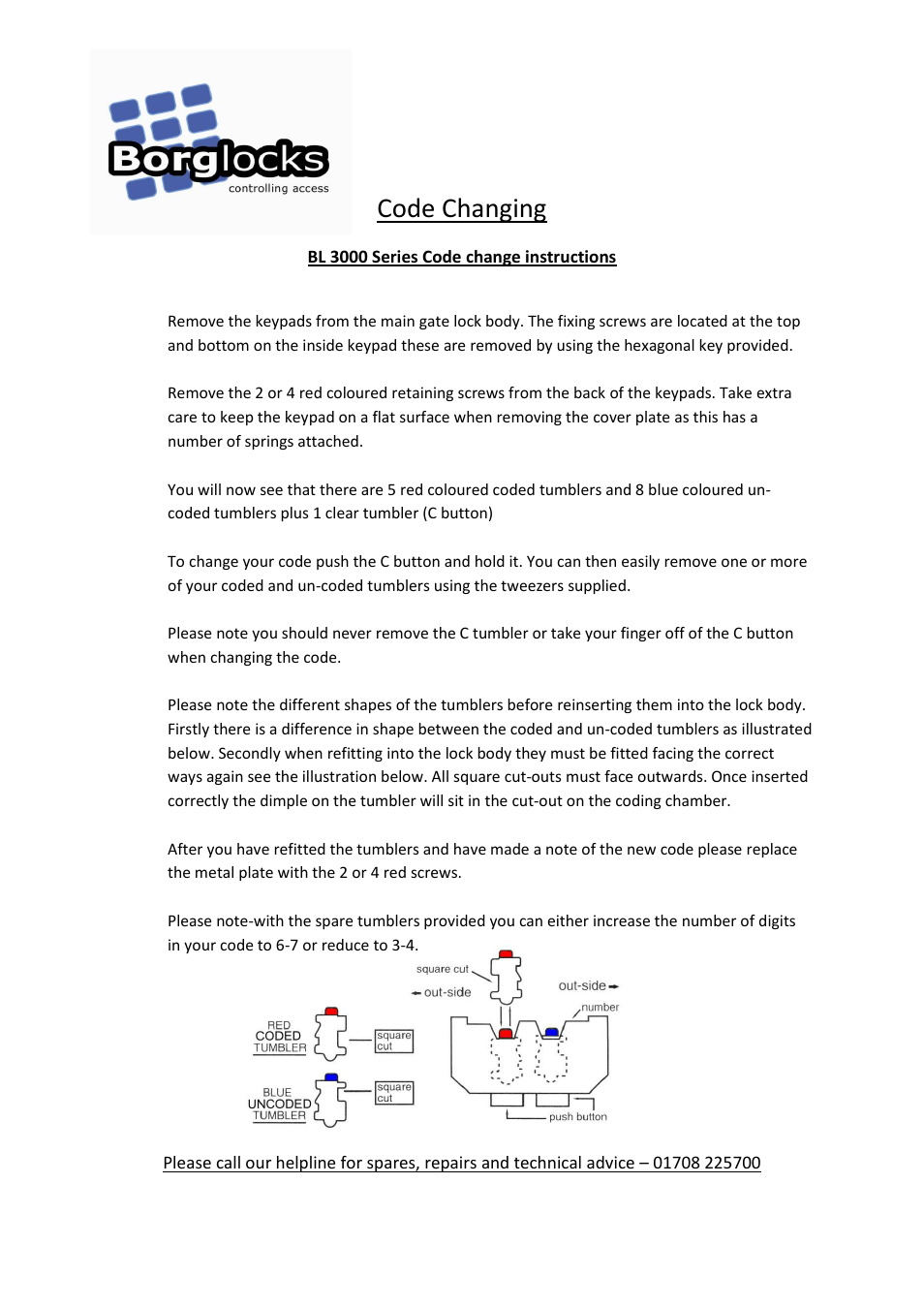 Borg Locks BL 3000 Series Code change instructions User Manual | 1 page