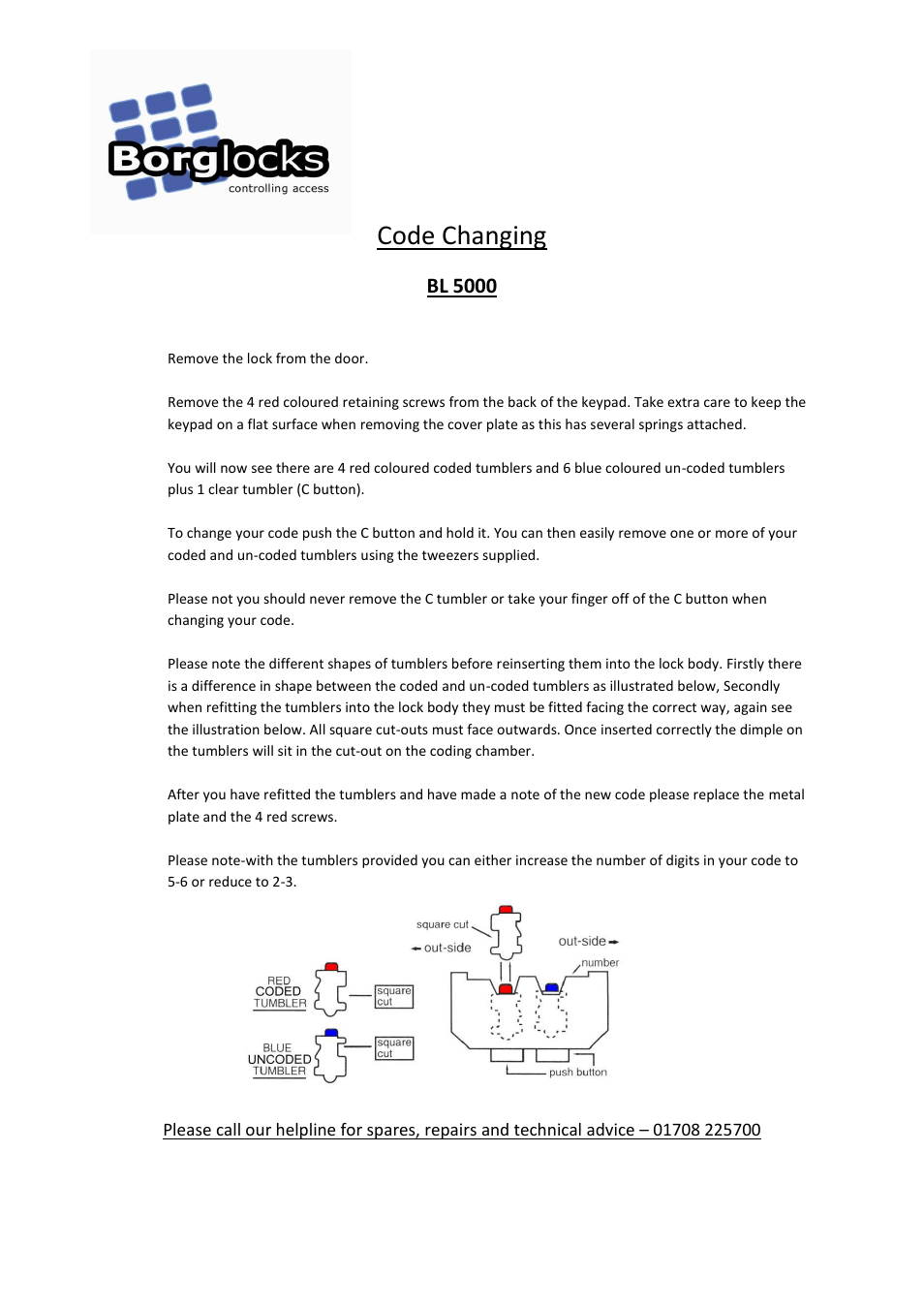 Borg Locks BL 5000 Series Code change instructions User Manual | 2 pages